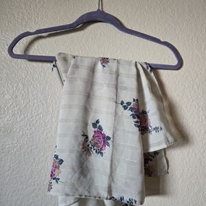 Floral White and Pink Scarf